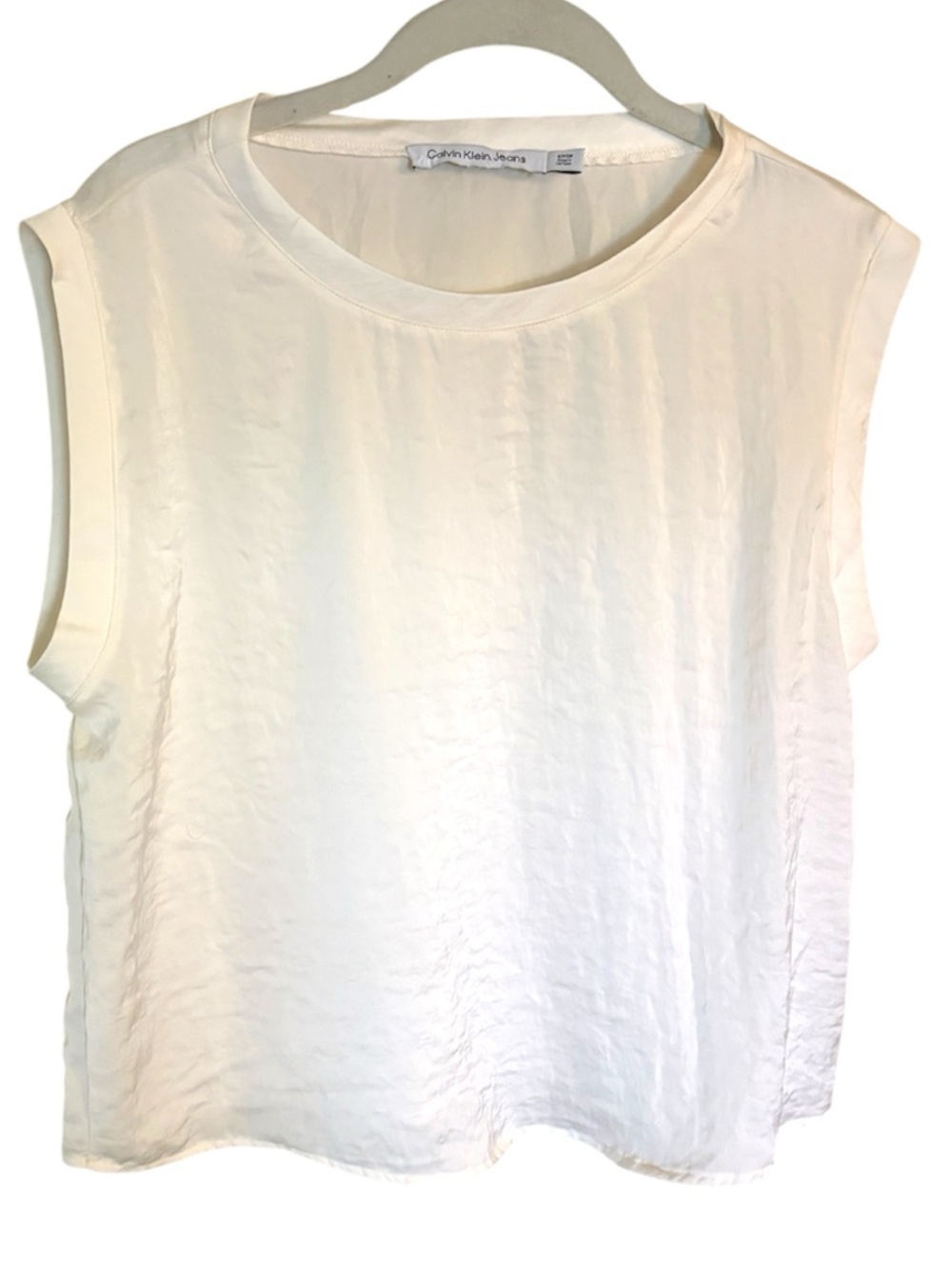 Calvin Klein Jeans Cream Sleeveless Boxy Shell Top